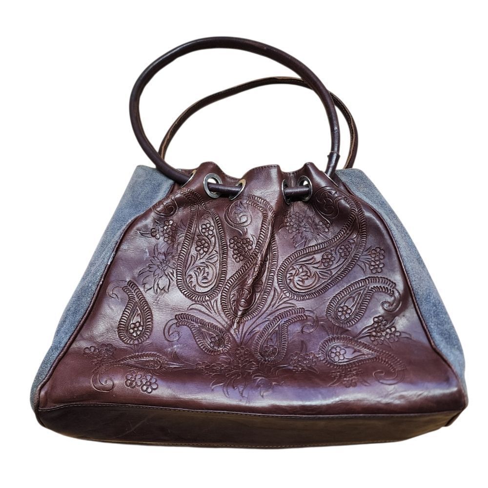 Vintage LL Leaders In Leather Bucket Bag Purse Hand Tooled Boho Country Western